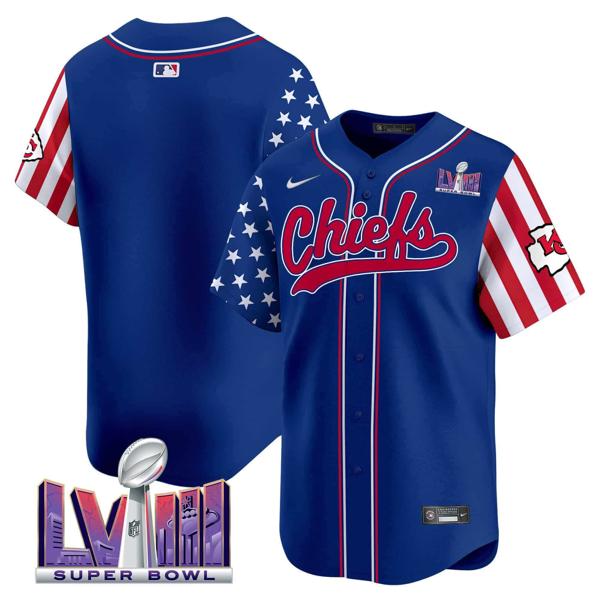 Men Kansas City Chiefs Blank Blue 2024 Nike Independence Day Vapor Premier Limited NFL Jersey